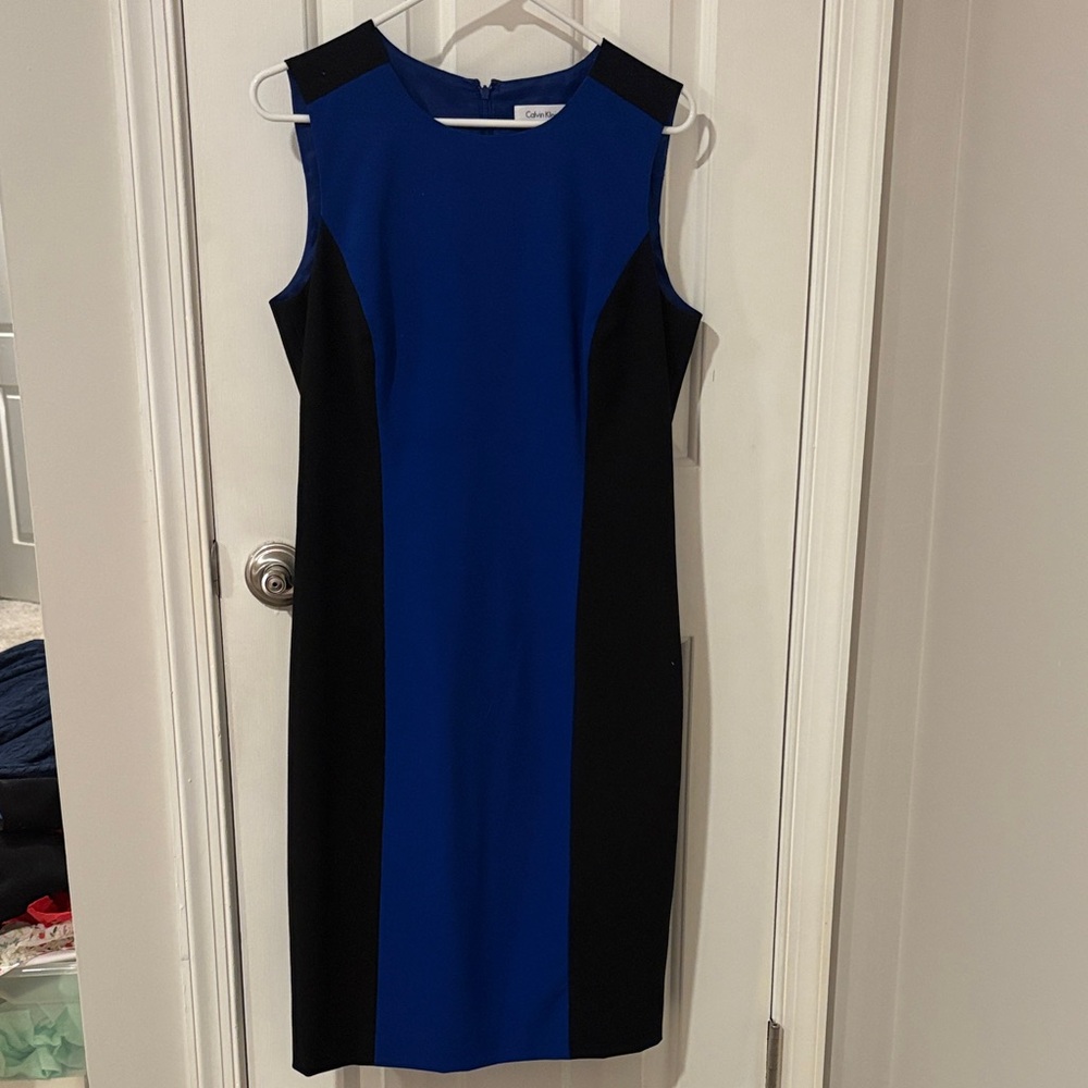 Calvin Klein Women's Blue and Black Midi Dress